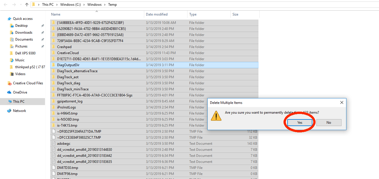 Xóa các file trong folder temp khiến ổ cứng bị đầy bất thường