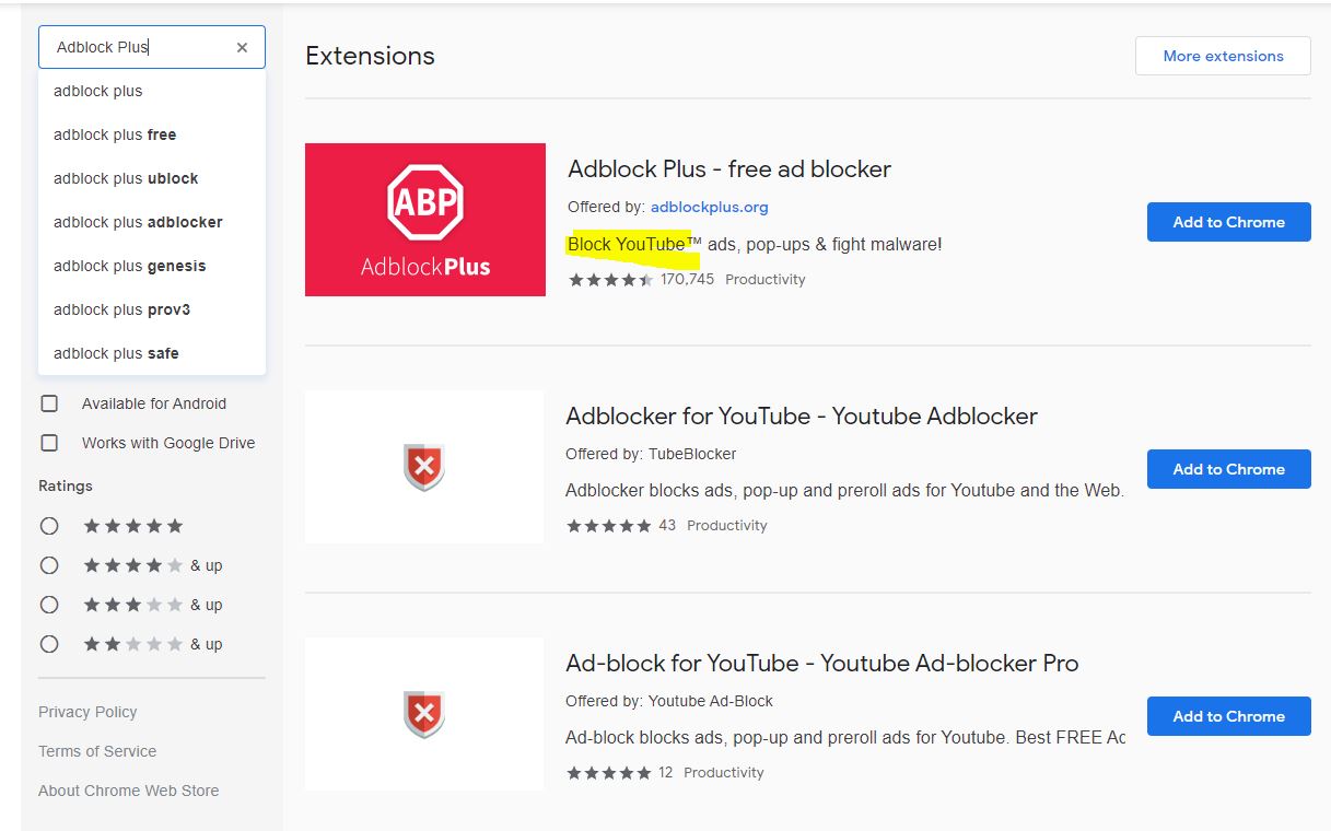 TIện ích Adblock Plus giúp chặn quảng cáo youtube hiệu quả trên google chrome